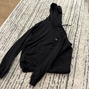 Black Micro waffle fast break hoodie